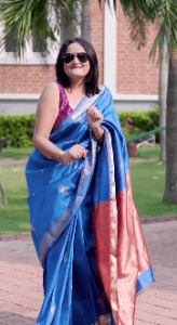 Bengal Silk Saree Blue