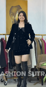 velvet blazer skirt 3pcs
